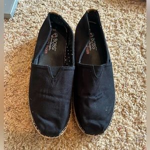 Bobs by Skechers Women's Shoes Size 9.5 Black Canvas Memory Foam Slip On